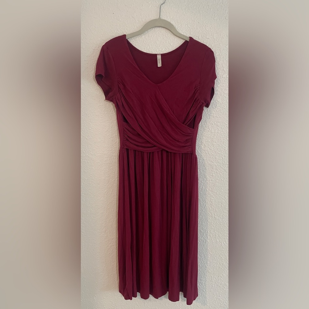 Anthropologie Corina Cranberry Empire Waist Midi Dress | Size M